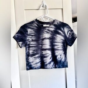 ARITZIA WILFRED FREE Tie Dye Crop Top Baby Tee Crewneck Blue Hues XS